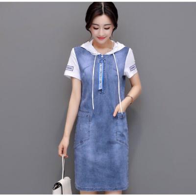 ĐẦM JEAN SUÔNG CÓ NÓN PHỐI TAY - NJ235